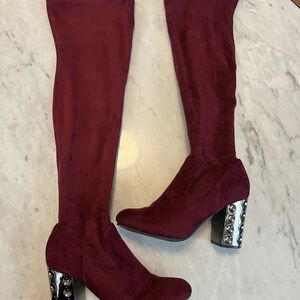 Elegant Purple Over the Knee-High Boots